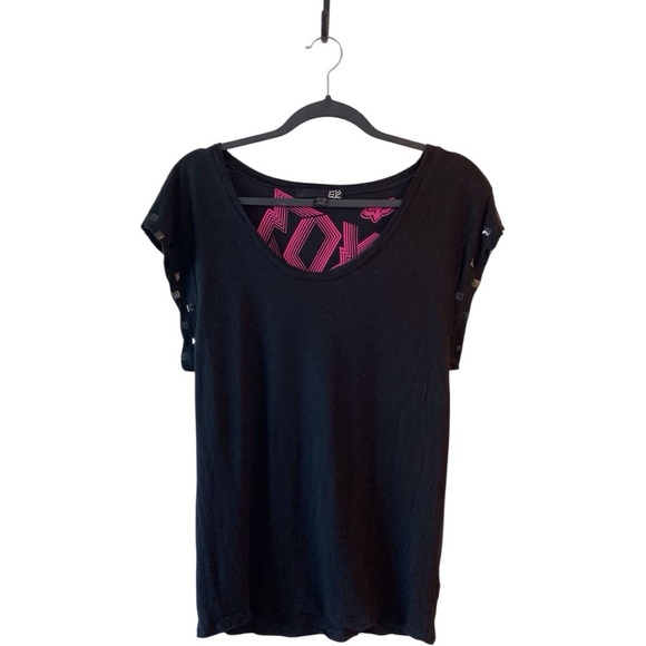 Fox Racing Black & Pink Tee Early 2000s Moto Style Y2K retro backtoschool - Picture 8 of 9